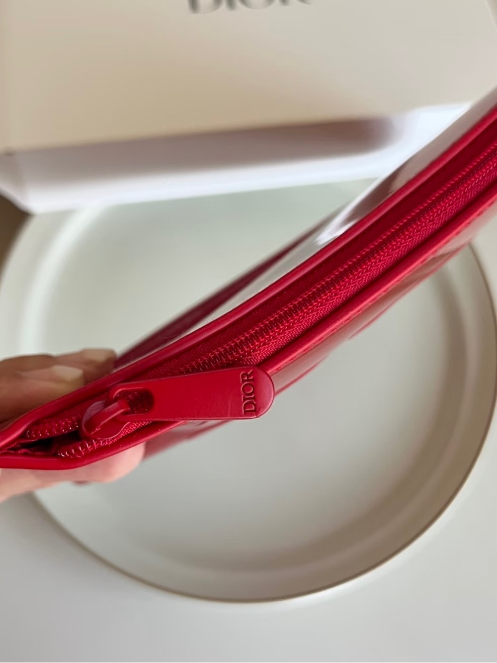 DIOR Red Patent CD Zip Pouch - Picture 6 of 8